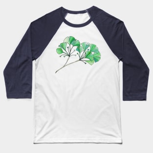 Gingko Branch Watercolor Illustration Baseball T-Shirt